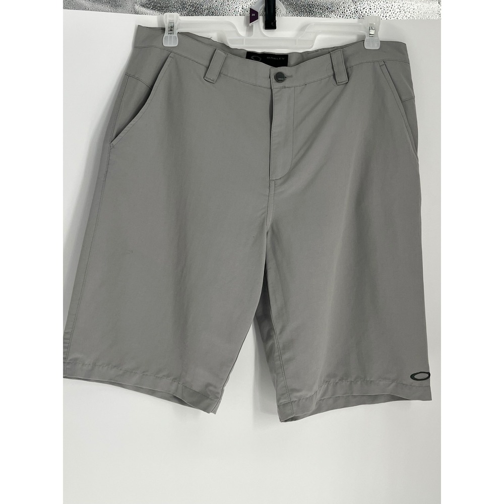 Oakley Golf Shorts Men 36 Gray Nylon Spandex Stretch Flat Front Athletic Active